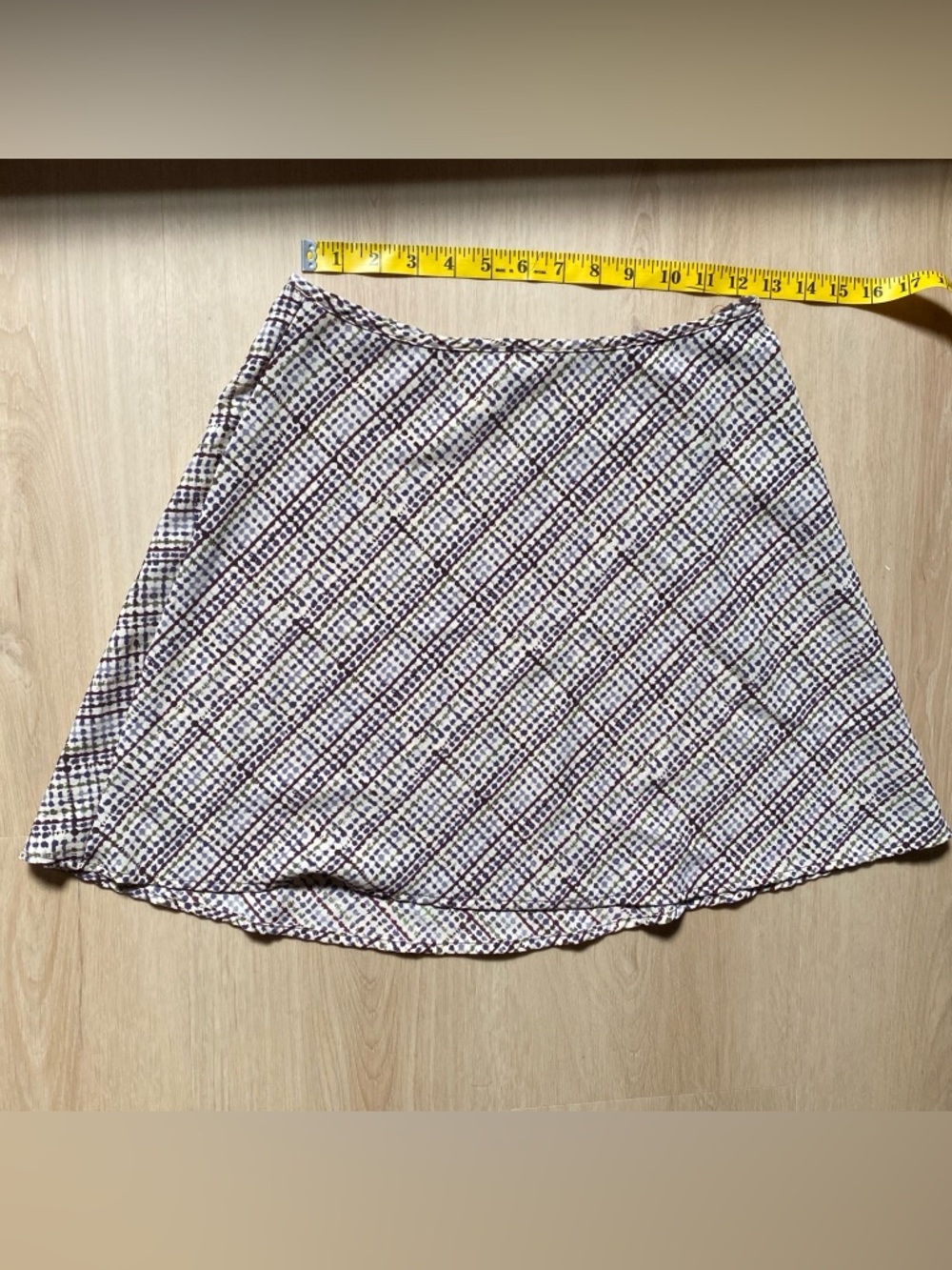 jonathan martin Purple and White Plaid A-Line Skirt